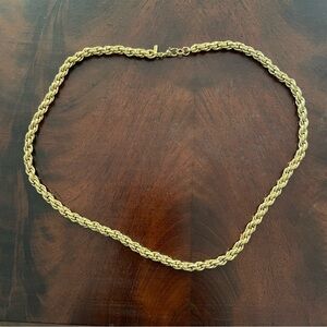 Early Vintage Monet Gold Tone Chunky Rope Chain Necklace, 18.25”, 5mm Diameter